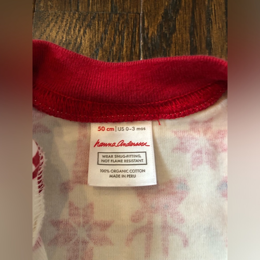 Hanna Andersson Infant 0-3M White/Red Reindeer Holiday Winter Themed One Piece - Picture 4 of 7